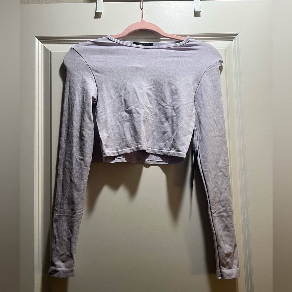 Forever 21 Gray Cropped Hoodie Sweatshirt